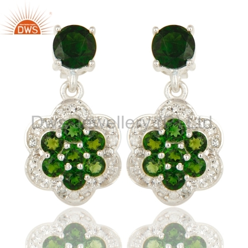 Sterling Silver Chrome Diopside Earrings