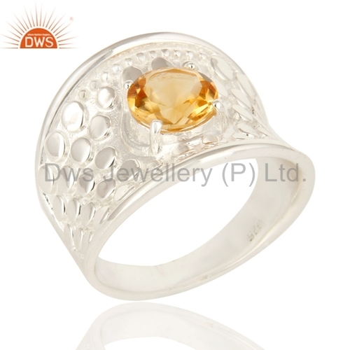 Citrine Gemstone Sterling Silver Men's Ring - 925 Metal Purity, Size 5-10 US, Fine Gemstone Jewelry