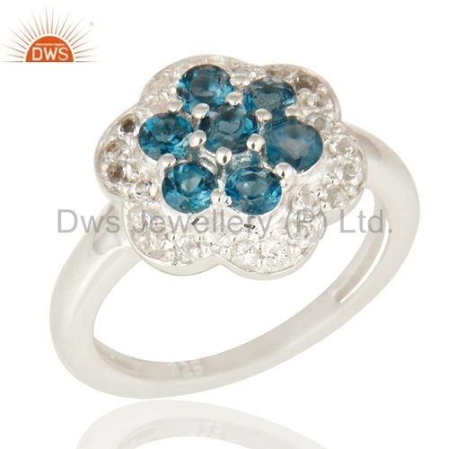 Sterling Silver London Blue Topaz Gemstone Rings Metal Purity: 925