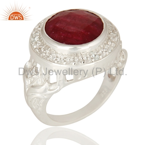 Red Corundum Sterling Silver Ring