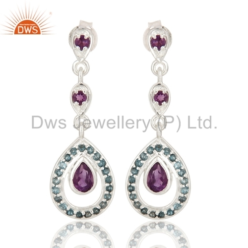 Amethyst & Blue Topaz Sterling Silver Earrings