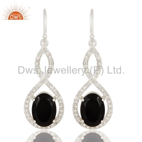 Black Genuine 925 Silver Multi Gemstone Earrings