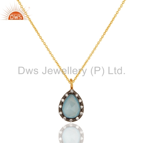 Sterling Silver Aqua Chalcedony Pendant