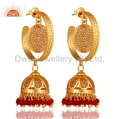 Sterling Silver Gold Plated Gemstone Earrings Gender: Women