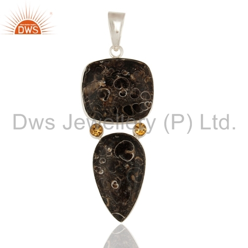 Sterling Silver Turritella & Citrine Pendant