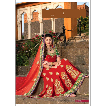 malishka - Georgette And Net With Velvet Kali Inner Santoon, Red, 55 Inches | Elegant Design, Intricate Jari Butti Embroidery, Comfortable Wear