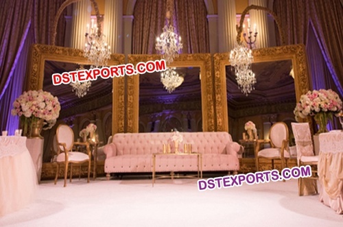 Indian Wedding Stage Golden Panels - Fiberglass, Custom Size, Golden | Elegant Design, Lightweight, Easy Setup, Self-Standing