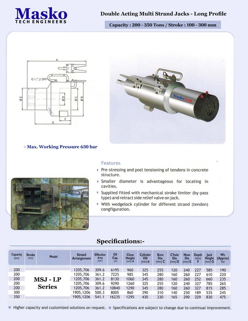Double Acting Multi Strand Jacks - Long Profile
