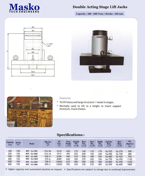 Double Acting Stage Lift Jacks