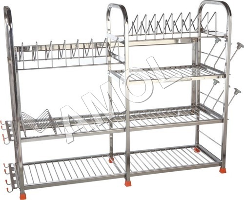 Crockery Racks - Stainless Steel, Versatile Sizes for Home and Hotel Use | Easy to Clean, Corrosion Resistant, Scratch Proof Finish