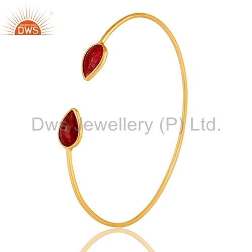 Silver Red Corundum Adjustable Bracelet Cuff Gender: Women