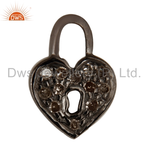 Round Brilliant Cut 925 Sterling Silver Pave Diamond Charms Pendant