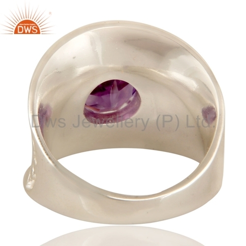 Sterling Silver Amethyst Dome Ring