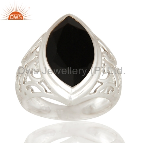 Black Onyx Gemstone Men'S Ring Jewelry Metal Purity: 925