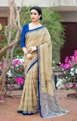 Printed Beige Marvellous Poly Cotton Casual Wear Saree