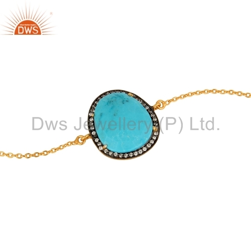 Turquoise Gemstone Cz Fashion Bracelet Jewelry Gender: Women