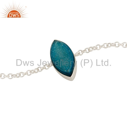 Blue Druzy Sterling Silver Bracelet