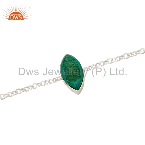 Sterling Silver Green Druzy Agate Bracelet