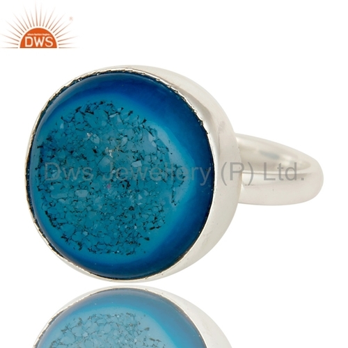Natural Agate Gemstone 925 Silver Rings Size: 5-10 Us Size