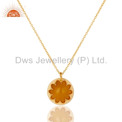Gold Vermeil Silver Yellow Moonstone Pendant