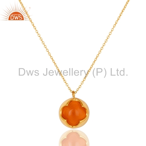 Peach Moosntone Sterling Silver Pendant