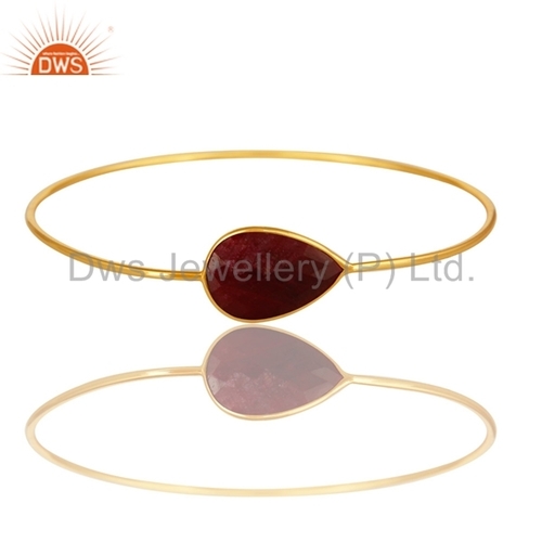 Ruby Gemstone Gold Plated Silver Bangle Gender: Women