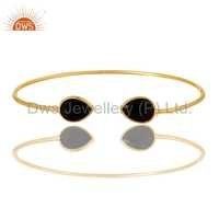 Black Onyx Gold Plated Silver Cuff Bangle Jewelry Gender: Women