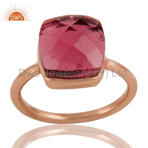 Pink Glass Sterling Silver Ring