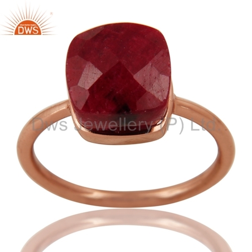 Ruby Corundum Silver Rose Gold Plated Ring