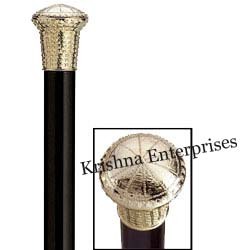 Nautical Brass Walking Stick - Wood & Brass, 91 cm Natural Finish, Elegant Nautical Handle
