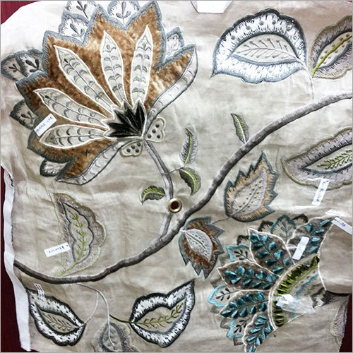 Silk dupion embroidered Fabric
