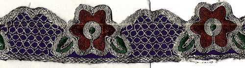 Decorative Cut Work Lace - Cotton, 100cm x 10cm, Purple | Floral Design, Elegant, Durable, Intricate Details