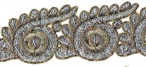 Decorative Cut Work Lace - Polyester 1.5 Inch Silver 5 Yards, Stylish Patterns Color Fastness Skin-Friendly Shrink-Resistance