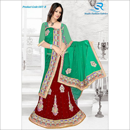 Expressive Red Velvet Lehenga Choli