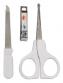 Pureen Baby 3-Piece Manicure Set - Stainless Steel, 5-7 cm, White | Gentle Nail Trimming With Scissors, Clipper, File