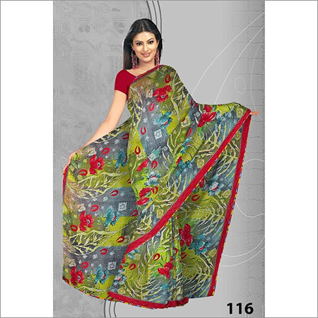 Embroidery And Print Saree