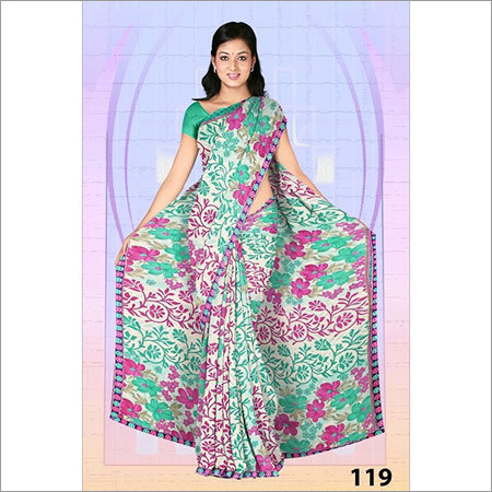 Embroidery Print Saree Manufacture In Surat