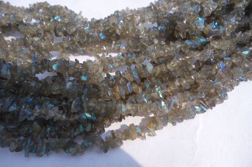 Grey Natural 34 Inch Labradorite Uncut Beads Gemstone One Strand