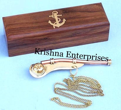 Brass Bosun's Whistle Key Chain