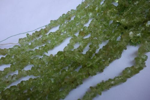 Green Natural 34 Inch Peridot Uncut Beads Gemstone One Strand 