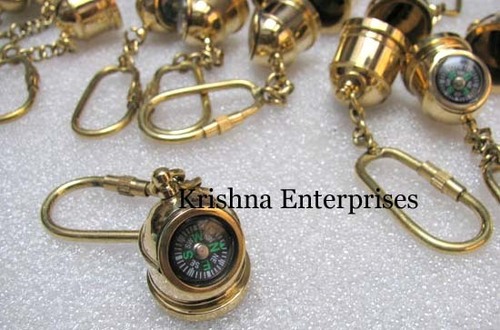 Brass Helmet Compass Key Chain