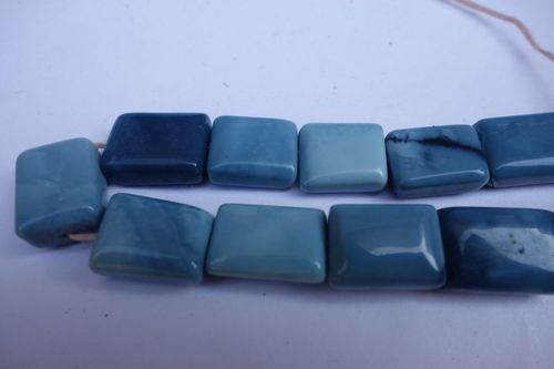 Blue 11x15mm To 10x14mm Natural Opal Plain Rectangle Beads Single Strand 7 Inch