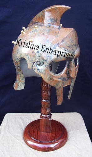 War Spectacle Helemet - Metal Alloy 20x15x12 cm Brown, Handcrafted Medieval Helmet, Durable Head Protection