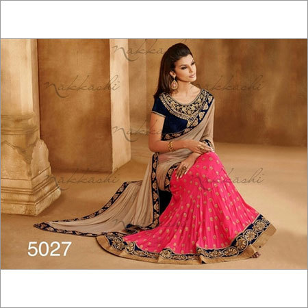 Pure Georget Pink sarees