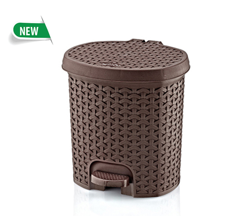 Hobby Life Rattan Style Plastic Pedal Bins 3 to 21 litres Bathroom Kitchen Office Dustbin 3 Litre, Brown 
