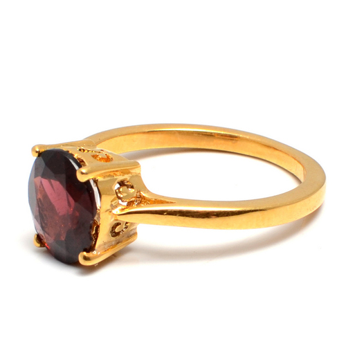 Natural Garnet Gematone Ring - Gold-Plated, Size 6-10, Oval Cut | Garnet Gemstone, Elegant Design, 14 Days Guarantee
