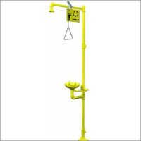 Eyewash Drench Shower - Metal, 7-8 Ft, Yellow, 10-20 Gpm | Floor Mount, Push Plate, Durable, Low Maintenance