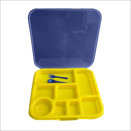 8 compartment tray with lid spoon and fork