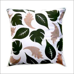 Leaf Printed Cushion Covers - Handwoven Cotton, 16"x16", Green | Zipper Closure, Shrink Resistant, Easy Wash