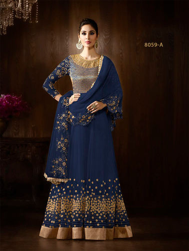 Blue Georgette Designer Wedding Wear Suit